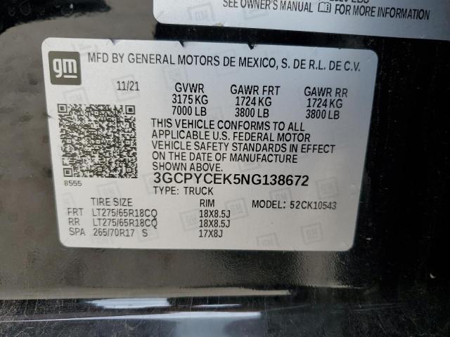 3GCPYCEK5NG138672 Chevrolet Silverado