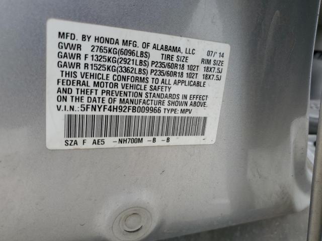 5FNYF4H92FB009966 Honda PILOT TOUR