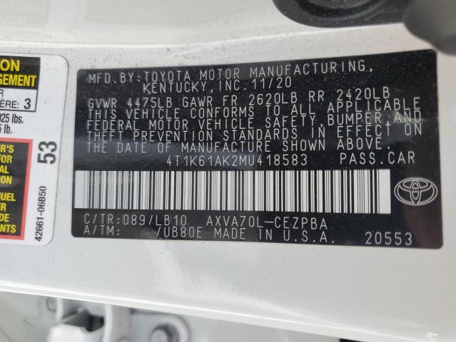4T1K61AK2MU418583 Toyota CAMRY XSE