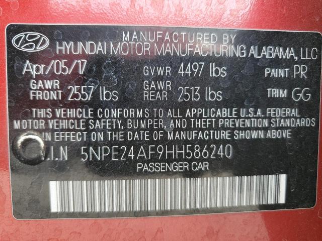 5NPE24AF9HH586240 Hyundai SONATA SE