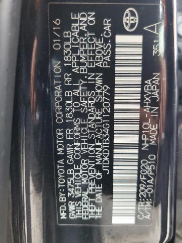 JTDKDTB34G1120779 Toyota PRIUS C