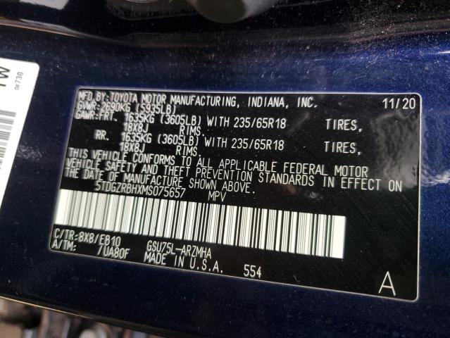 5TDGZRBHXMS075657 Toyota 2gr-fks