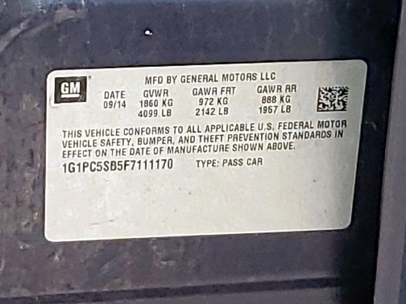 1G1PC5SB5F7111170 Chevrolet CRUZE LT
