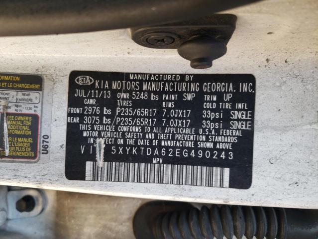 5XYKTDA62EG490243 KIA SORENTO LX