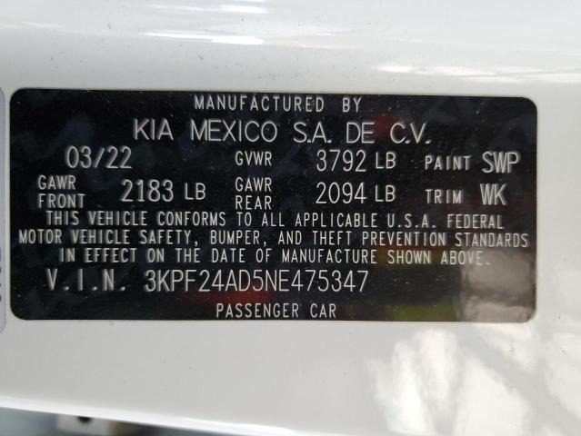 3KPF24AD5NE475347 KIA mpi nu