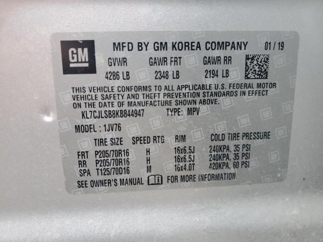 KL7CJLSB8KB844947 Chevrolet TRAX 1LT