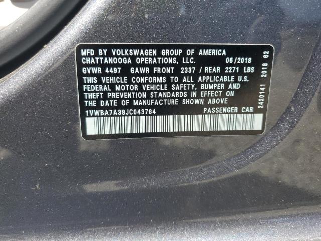 1VWBA7A38JC043764 Volkswagen PASSAT SE