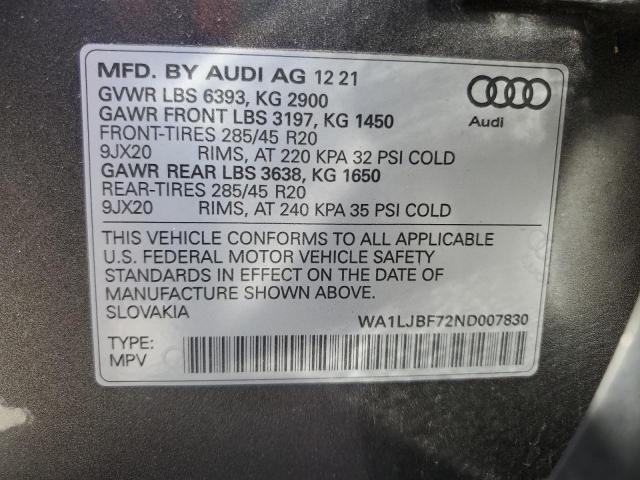 WA1LJBF72ND007830 Audi Q7 PREMIUM