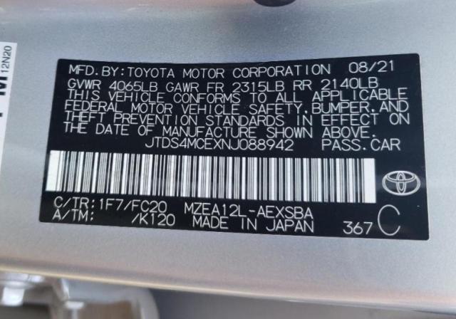 JTDS4MCEXNJ088942 Toyota m20a-fks