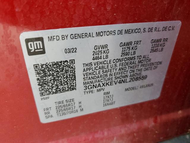 3GNAXKEV4NL208559 Chevrolet EQUINOX LT