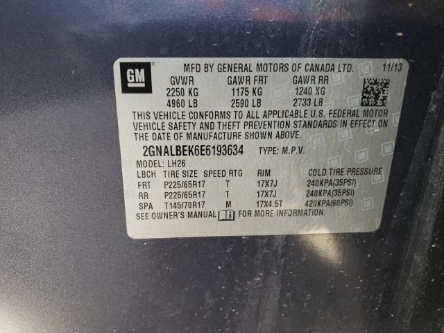 2GNALBEK6E6193634 Chevrolet EQUINOX LT