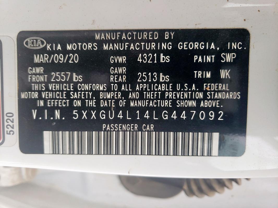 5XXGU4L14LG447092 KIA OPTIMA EX
