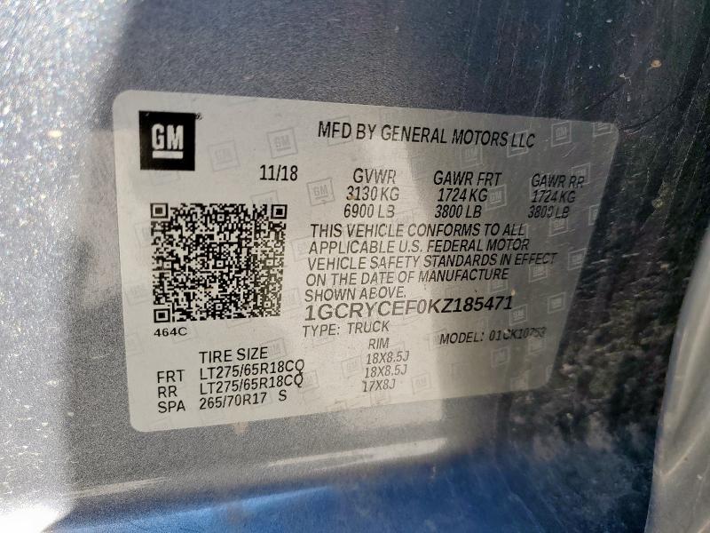 1GCRYCEF0KZ185471 Chevrolet Silverado