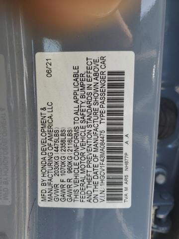 1HGCV1F43MA084475 Honda l15be