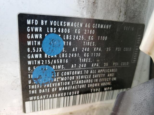 WVGAV7AX6HK016340 Volkswagen TIGUAN S