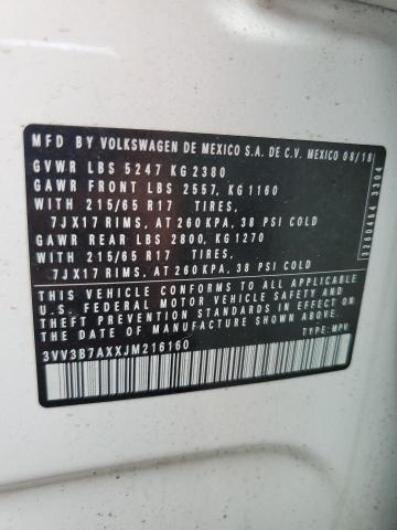 3VV3B7AXXJM216160 Volkswagen 2018
