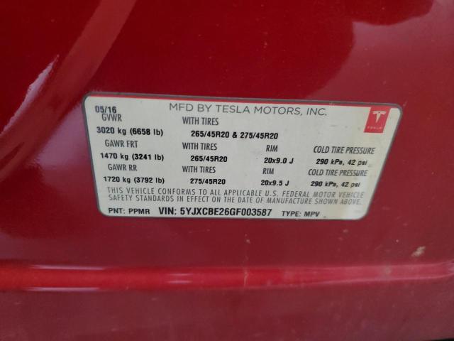5YJXCBE26GF003587 Tesla MODEL X