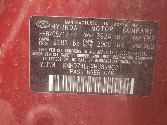 KMHD74LFXHU399021 Hyundai 2017