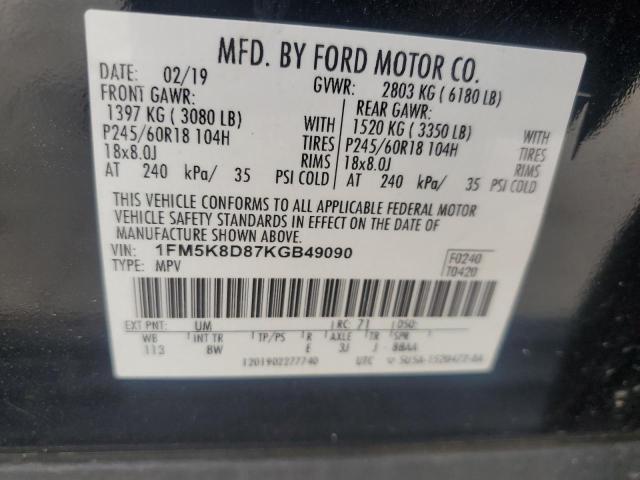 1FM5K8D87KGB49090 Ford EXPLORER X