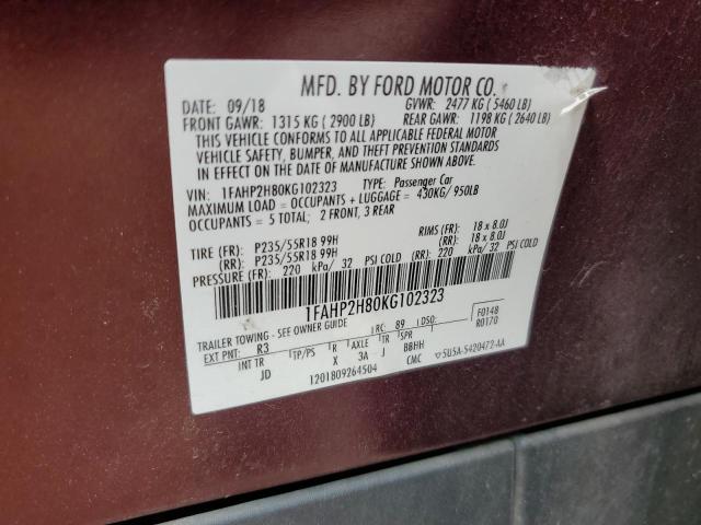 1FAHP2H80KG102323 Ford TAURUS SEL
