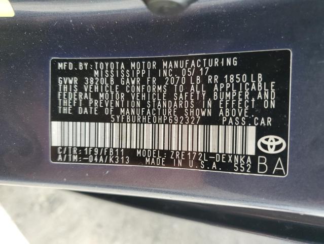 5YFBURHE0HP692327 Toyota 2zr-fe