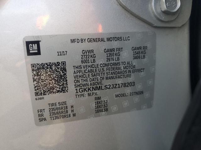 1GKKNMLS2JZ178203 GMC lgx - direct injection, variable valve timing, alum, gen 2
