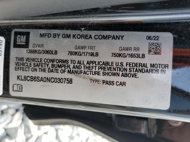 KL8CB6SA0NC030758 Chevrolet SPARK LS