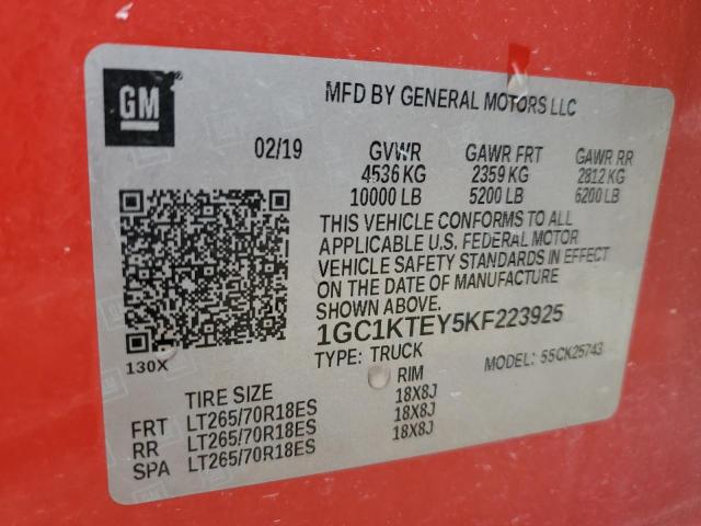 1GC1KTEY5KF223925 Chevrolet Silverado