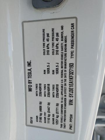 5YJ3E1EA1KF327193 Tesla MODEL 3