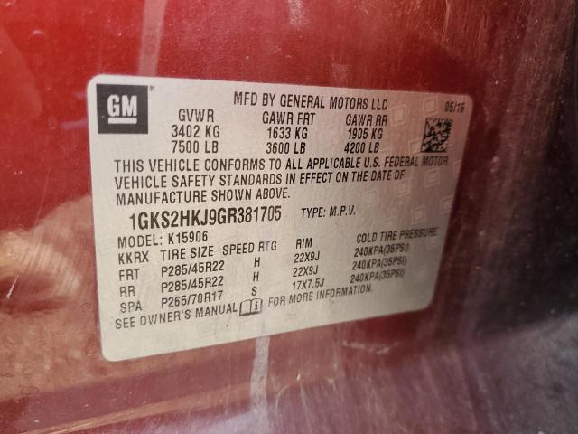 1GKS2HKJ9GR381705 GMC YUKON XL D