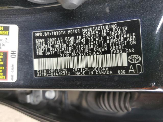 2T1BURHE3KC240640 Toyota 2zr-fe