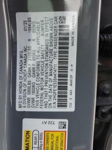 2HGFE1E53SH474711 Honda CIVIC SI