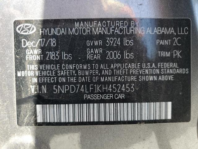 5NPD74LF1KH452453 Hyundai mpi nu