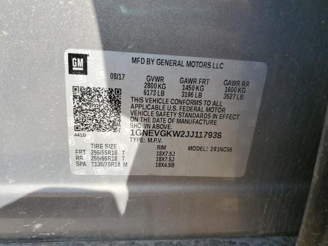 1GNEVGKW2JJ117938 Chevrolet TRAVERSE L