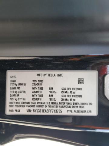 5YJ3E1EA3PF713735 Tesla MODEL 3