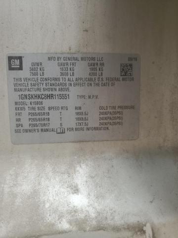 1GNSKHKC8HR115551 Chevrolet l83 - sidi: spark ignited direct injection, vvt: variable valve timing, afm, e85 max, alum