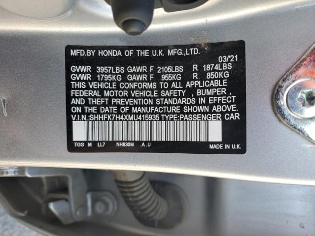SHHFK7H4XMU415935 Honda CIVIC SPOR