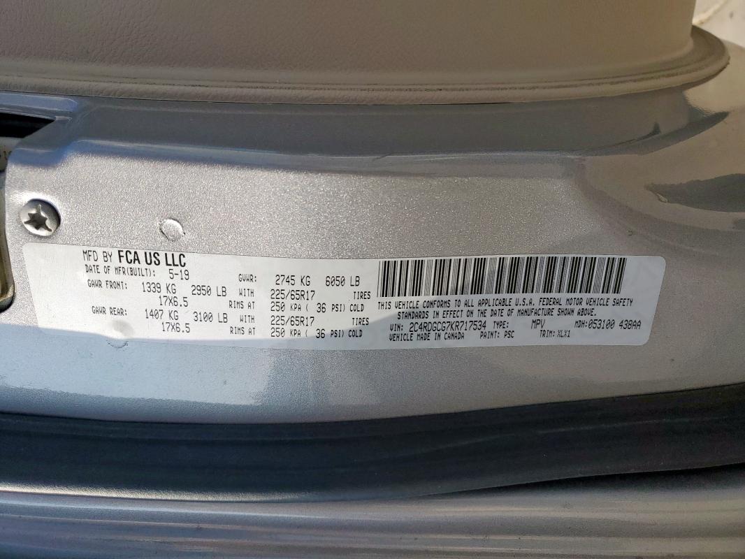 2C4RDGCG7KR717534 Dodge GRAND CARA