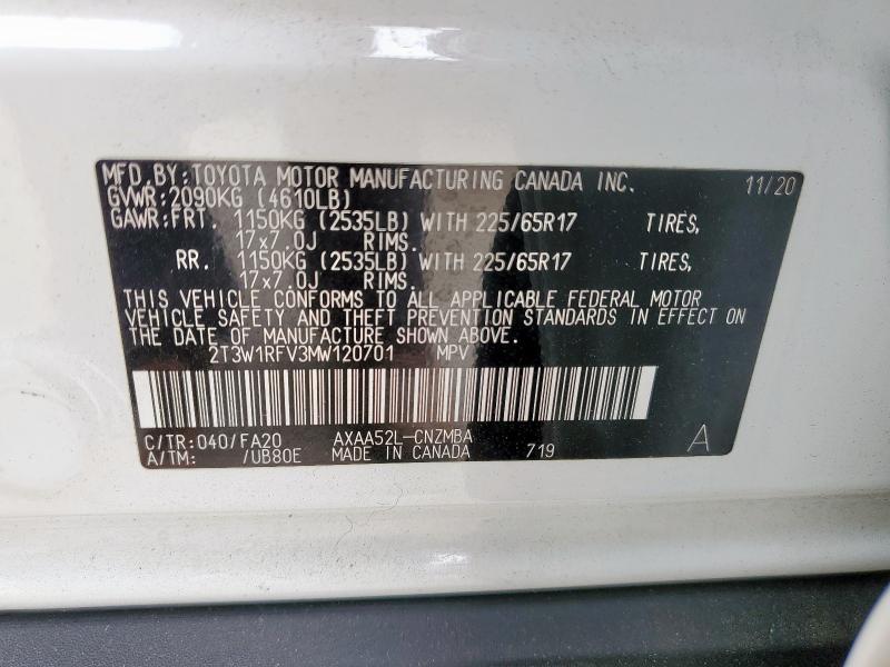 2T3W1RFV3MW120701 Toyota Rav4 Xle