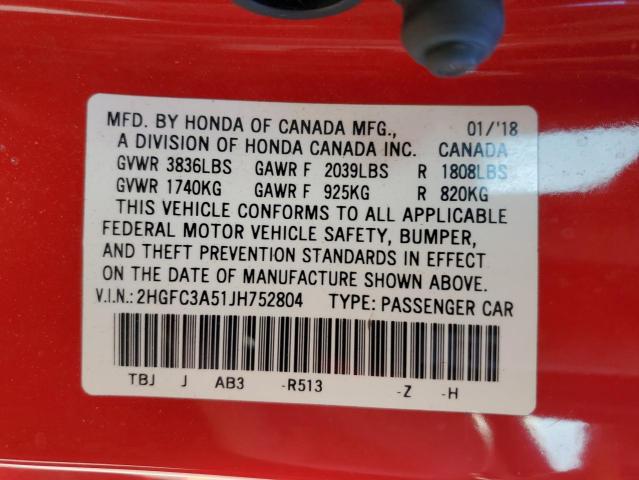 2HGFC3A51JH752804 Honda CIVIC SI