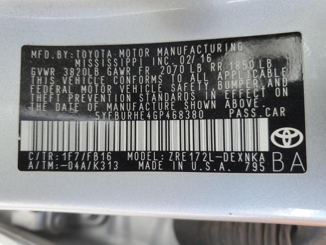 5YFBURHE4GP468380 Toyota 2zr-fe