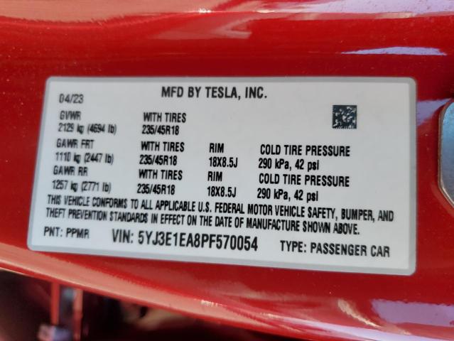5YJ3E1EA8PF570054 Tesla MODEL 3