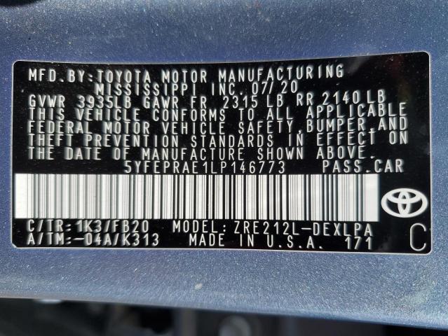 5YFEPRAE1LP146773 Toyota COROLLA LE