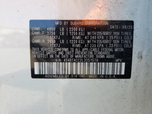 4S4BTACC2L3251578 Subaru Outback Pr
