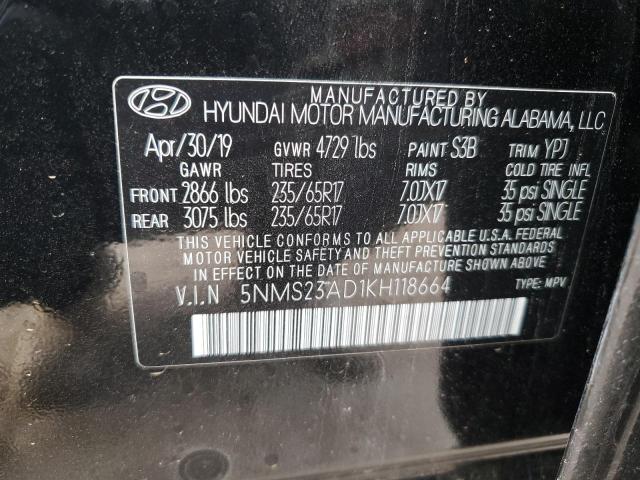 5NMS23AD1KH118664 Hyundai SANTA FE S