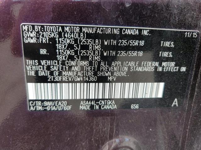 2T3DFREV7GW414360 Toyota 2ar-fe