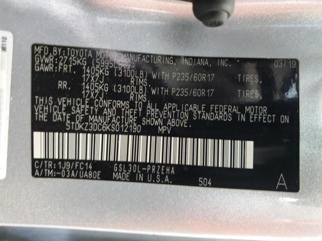 5TDKZ3DC6KS012190 Toyota 2gr-fks
