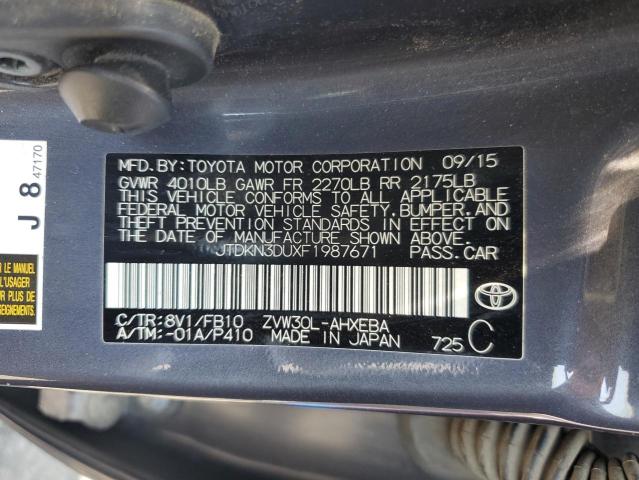 JTDKN3DUXF1987671 Toyota 2zr-fxe+3jm