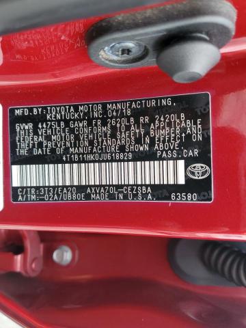 4T1B11HK0JU618829 Toyota CAMRY L