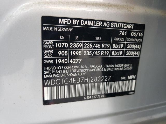WDCTG4EB7HJ282227 Mercedes-Benz m270